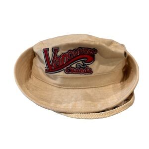 Vintage Vancouver Canada off white embroidered bucket fishing style hat